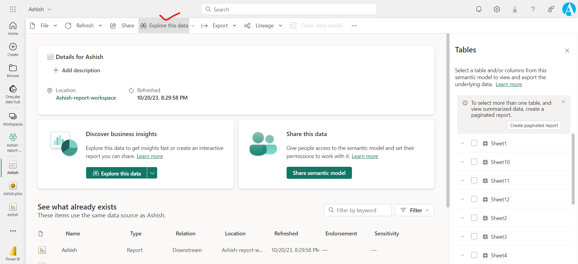 Semantic Model in Power BI Service