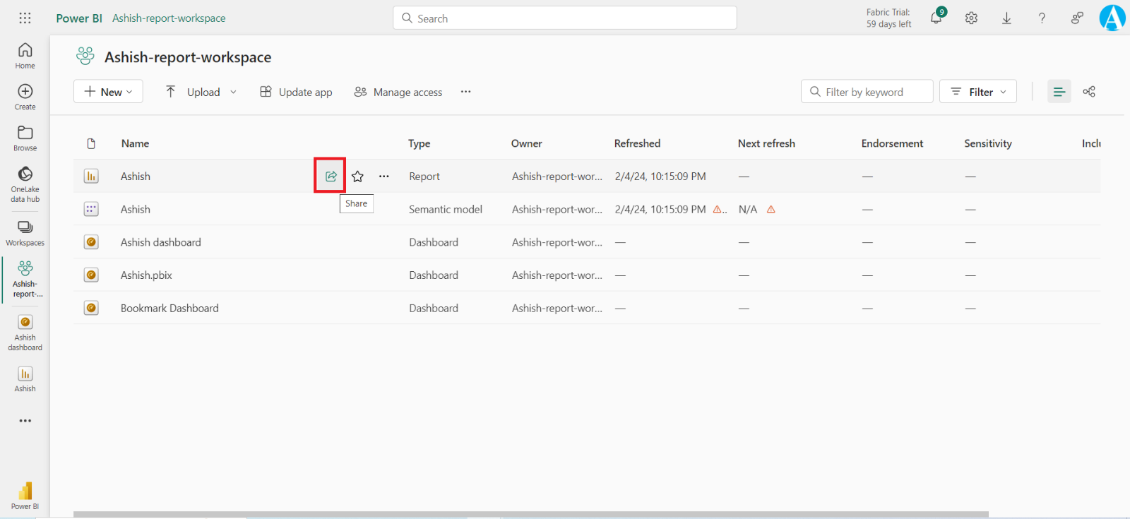 Share the Power BI report and dashboard Share the Power BI report and dashboard