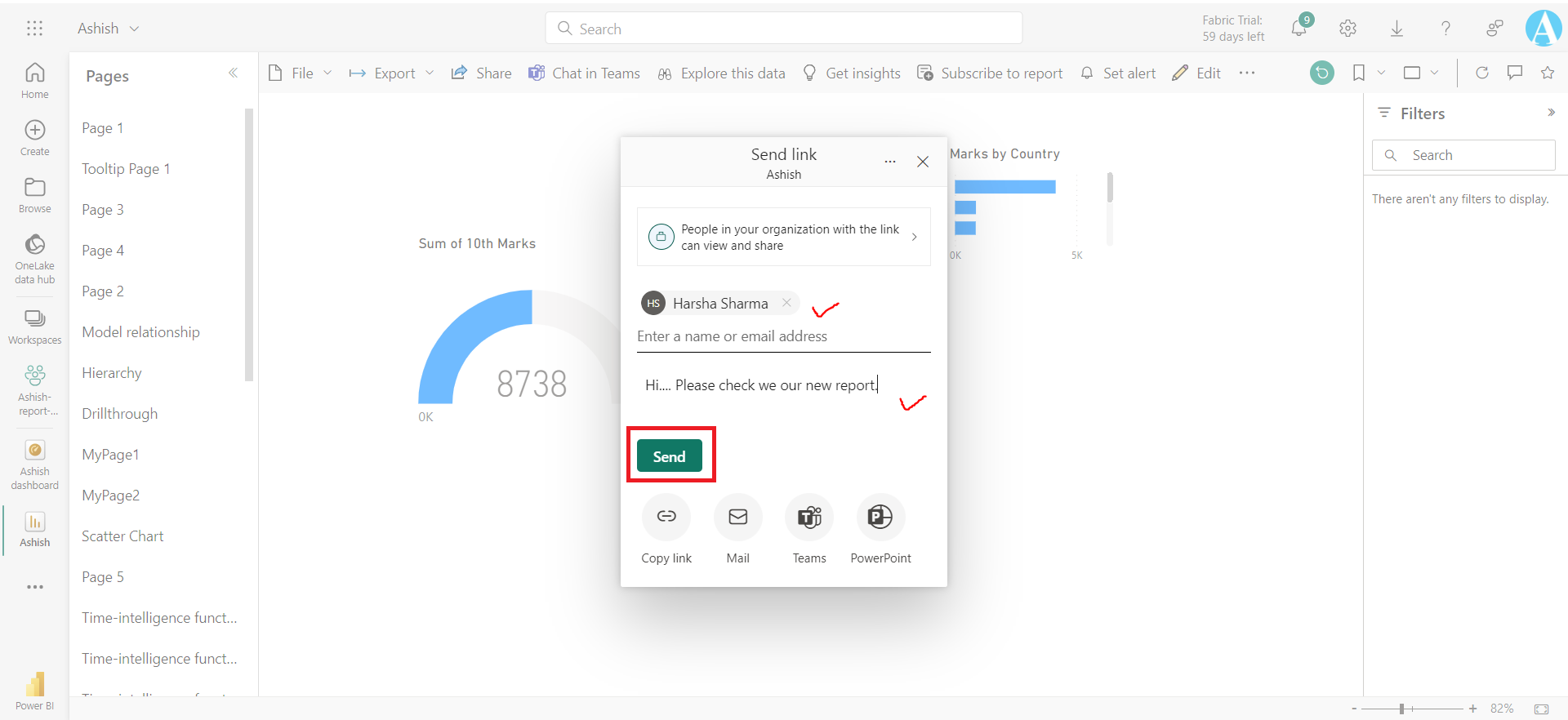Share the Power BI report and dashboard Share the Power BI report and dashboard