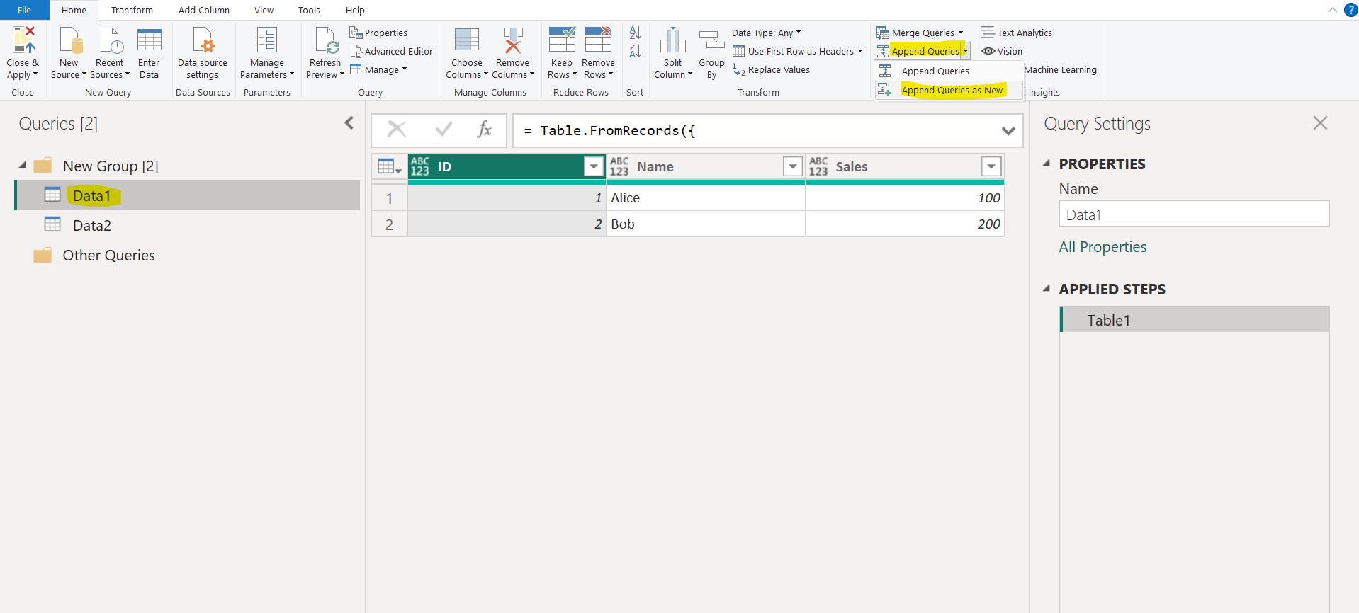 Append Queries in Power Query Editor Append Queries in Power Query Editor