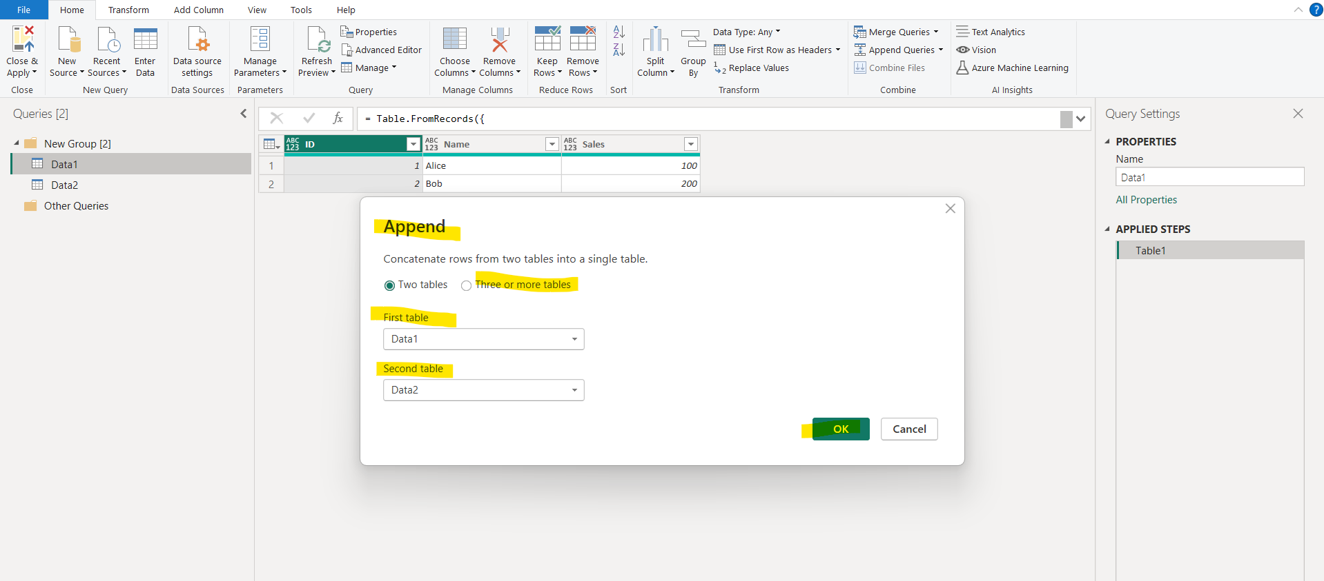 Append Queries in Power Query Editor Append Queries in Power Query Editor