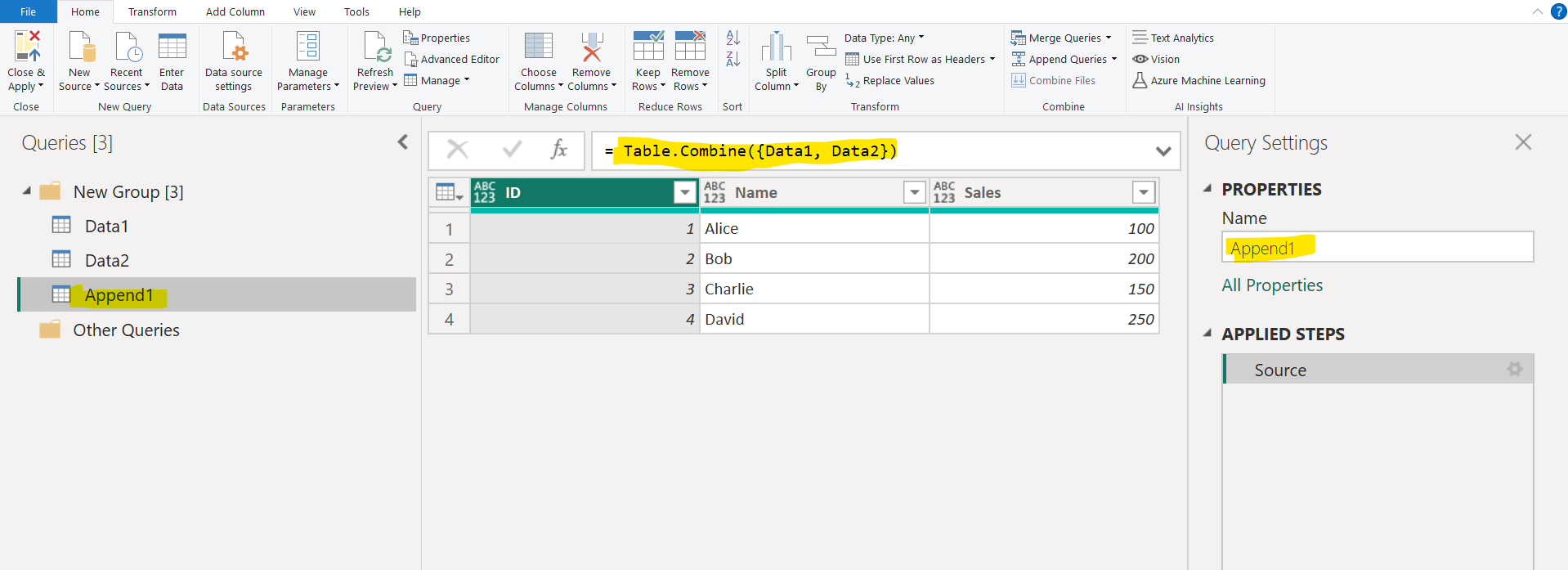 Append Queries in Power Query Editor Append Queries in Power Query Editor