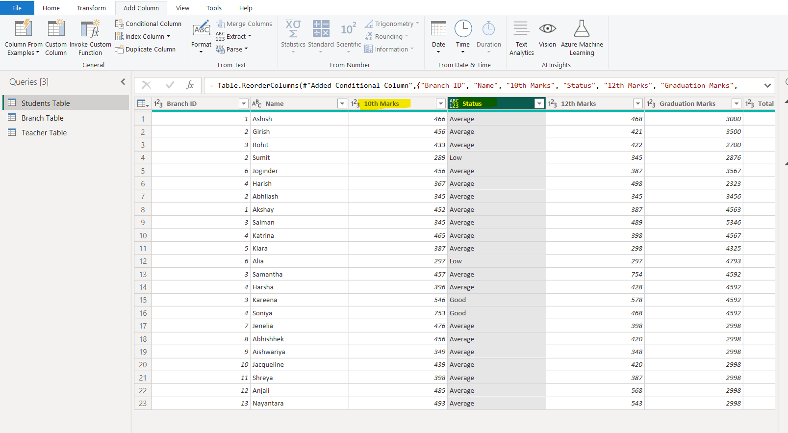 Conditional Column in Power Query Editor