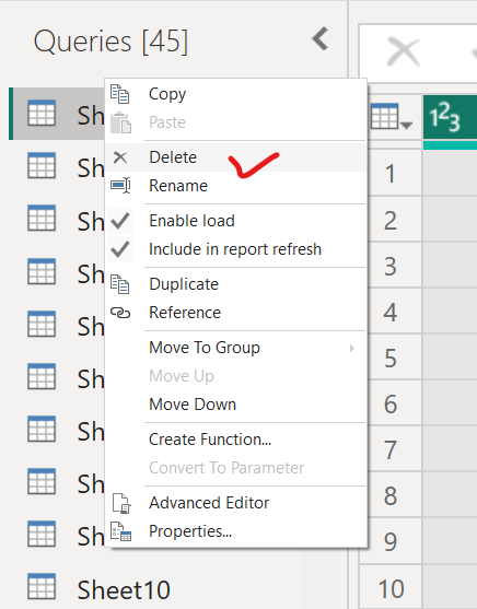 Delete a table (query) from Power BI