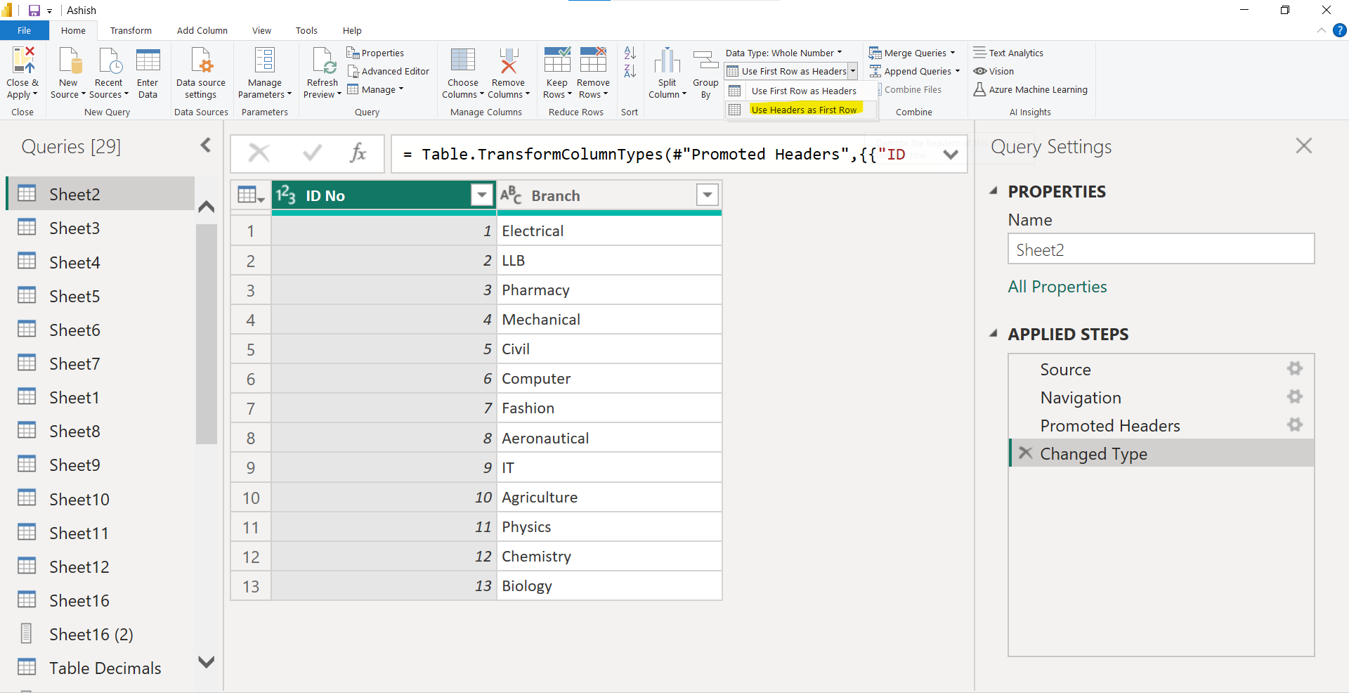 Demote Header in Power BI Demote Header in Power BI