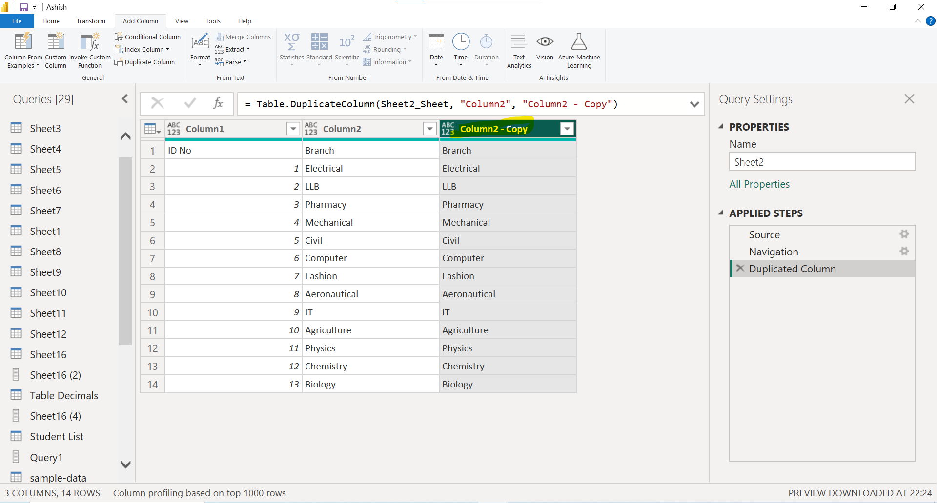 Duplicate Column in Power Query Editor Duplicate Column in Power Query Editor