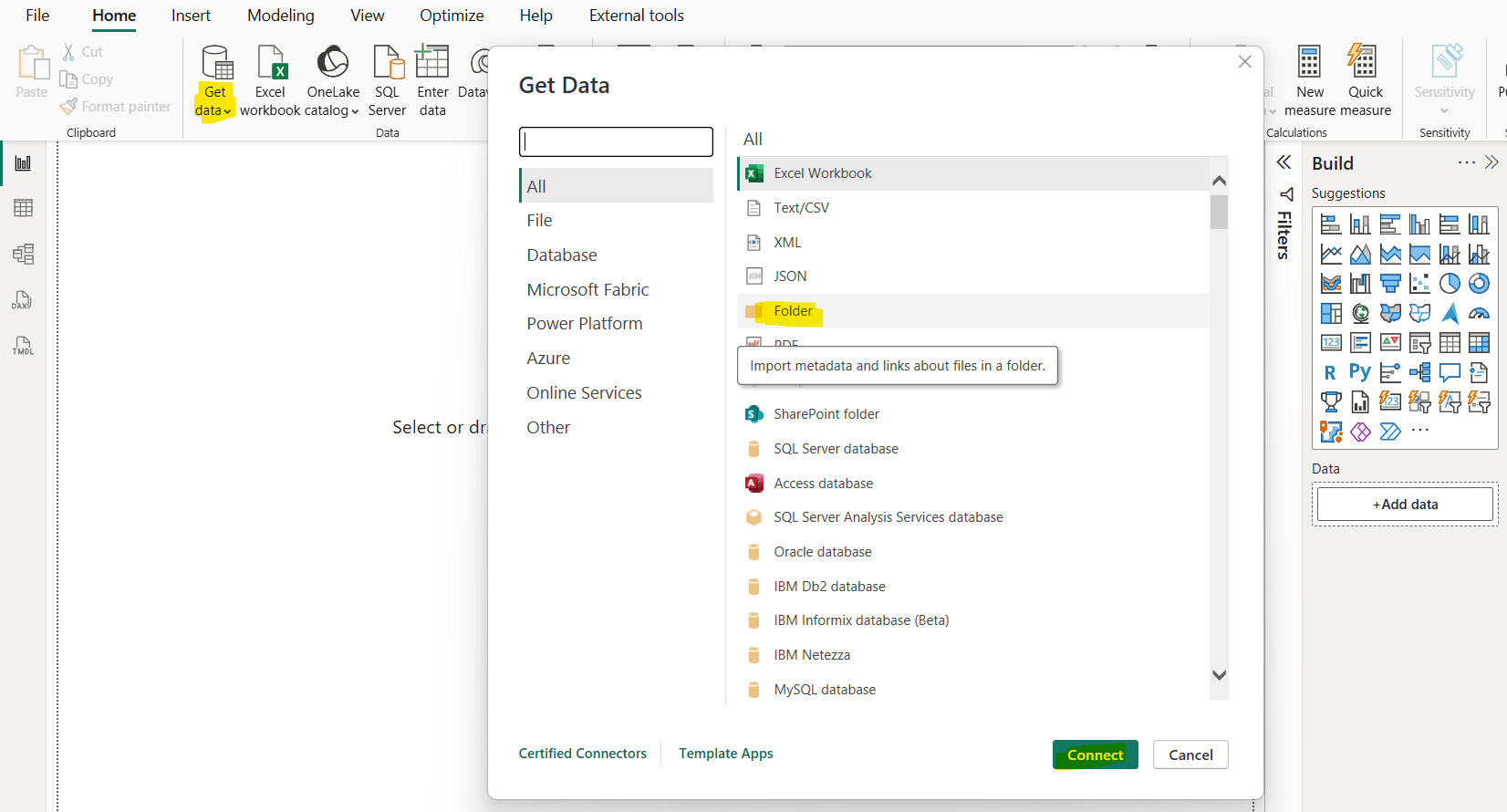 Folder connector in Power BI Folder connector in Power BI