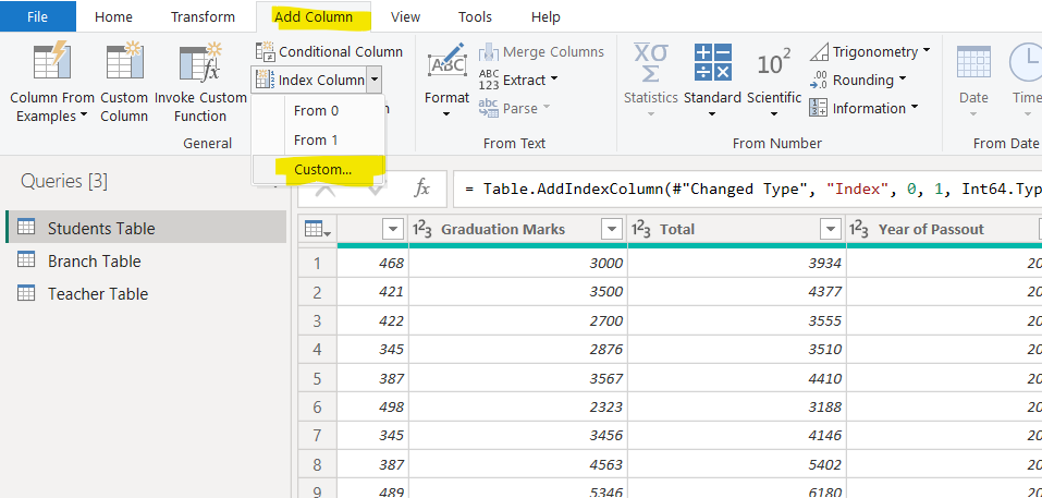 Index Column in Power Query Editor Index Column in Power Query Editor