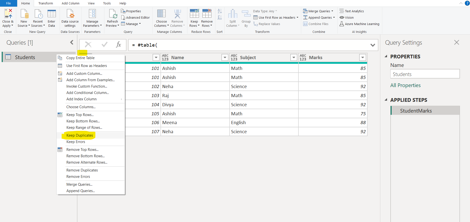 Keep Duplicates in Power Query Editor Keep Duplicates in Power Query Editor