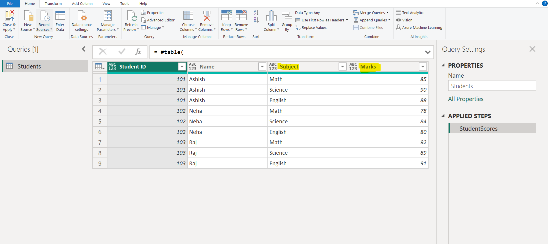 Pivot Columns in Power Query Editor Pivot Columns in Power Query Editor