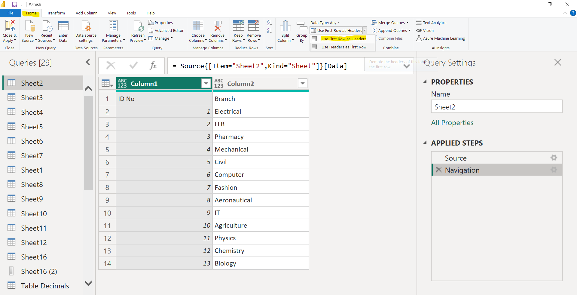 Promote Header in Power BI Promote Header in Power BI