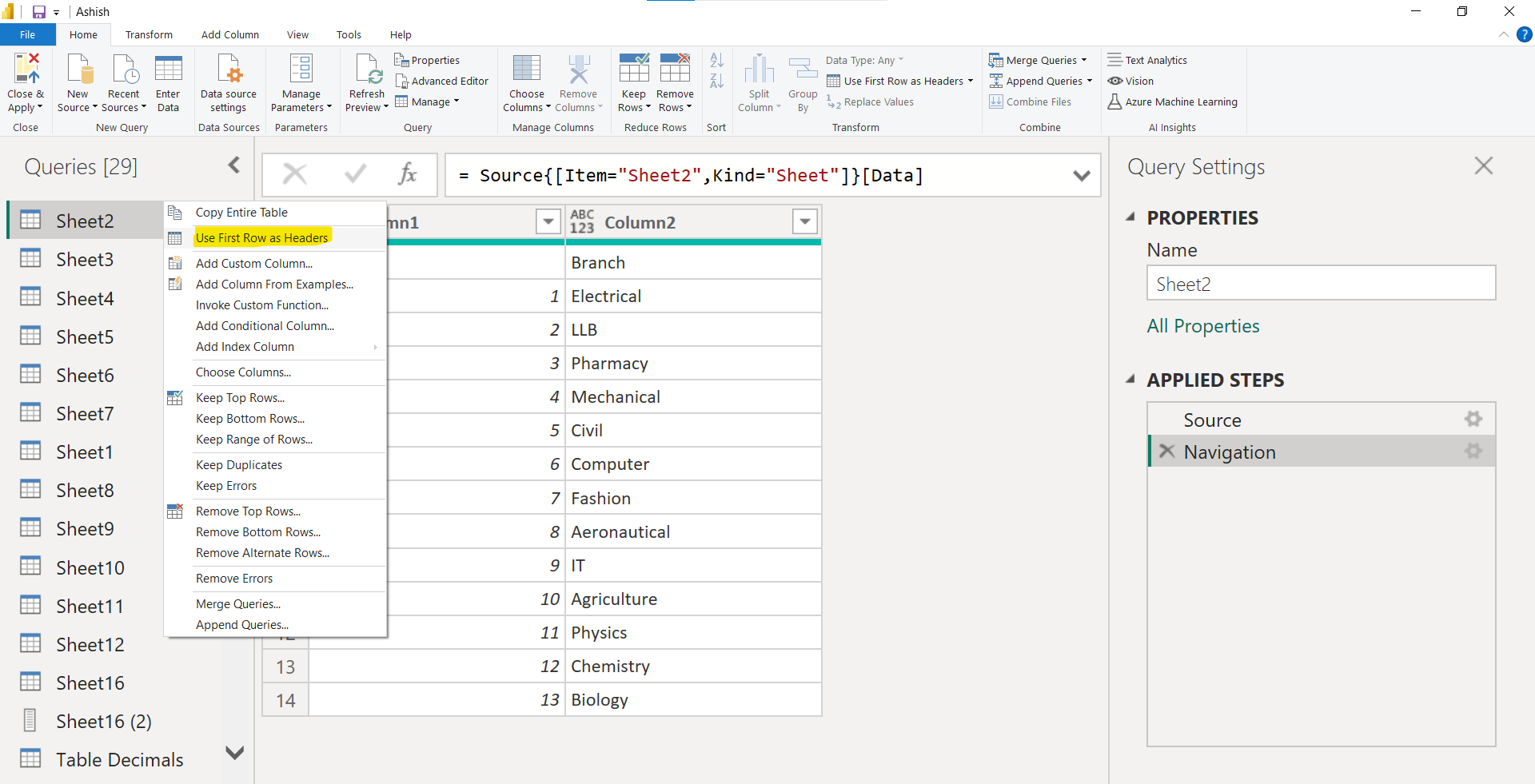 Promote Header in Power BI Promote Header in Power BI
