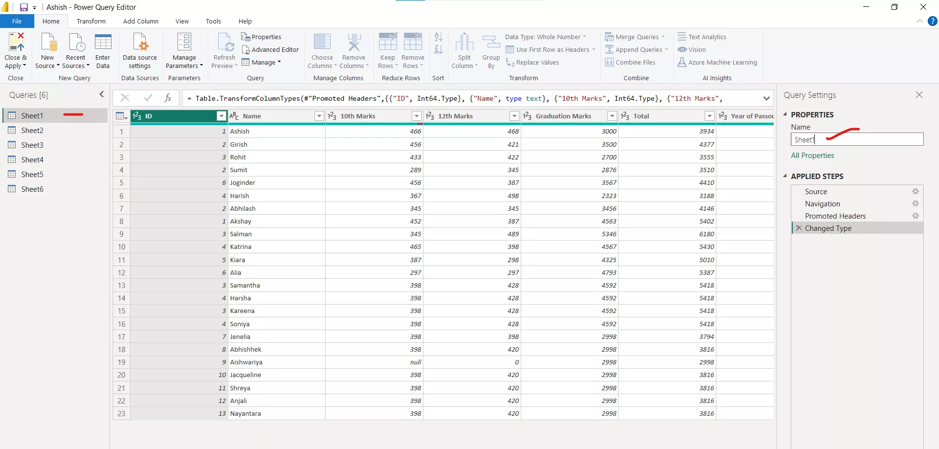 Rename Query in Power Query Editor