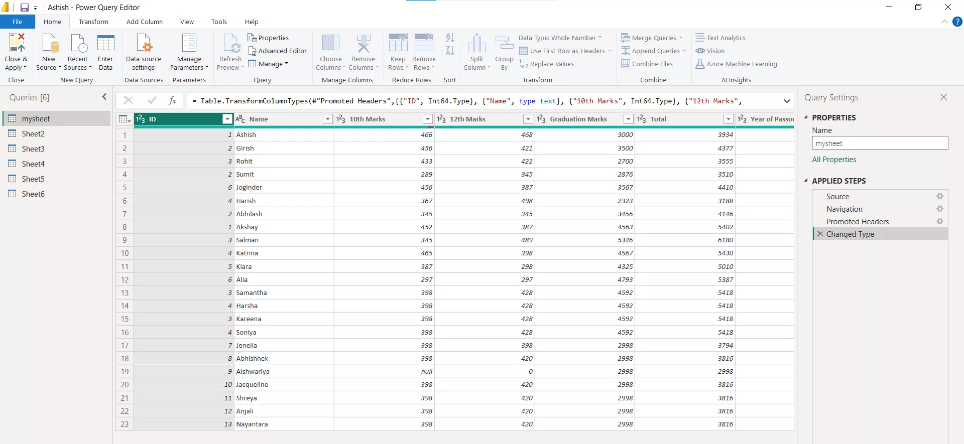 Rename Query in Power Query Editor