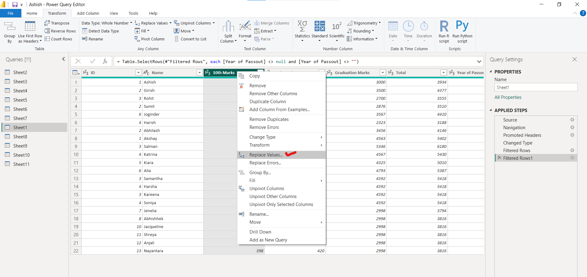 Replace Values in Power Query Editor Replace Values in Power Query Editor
