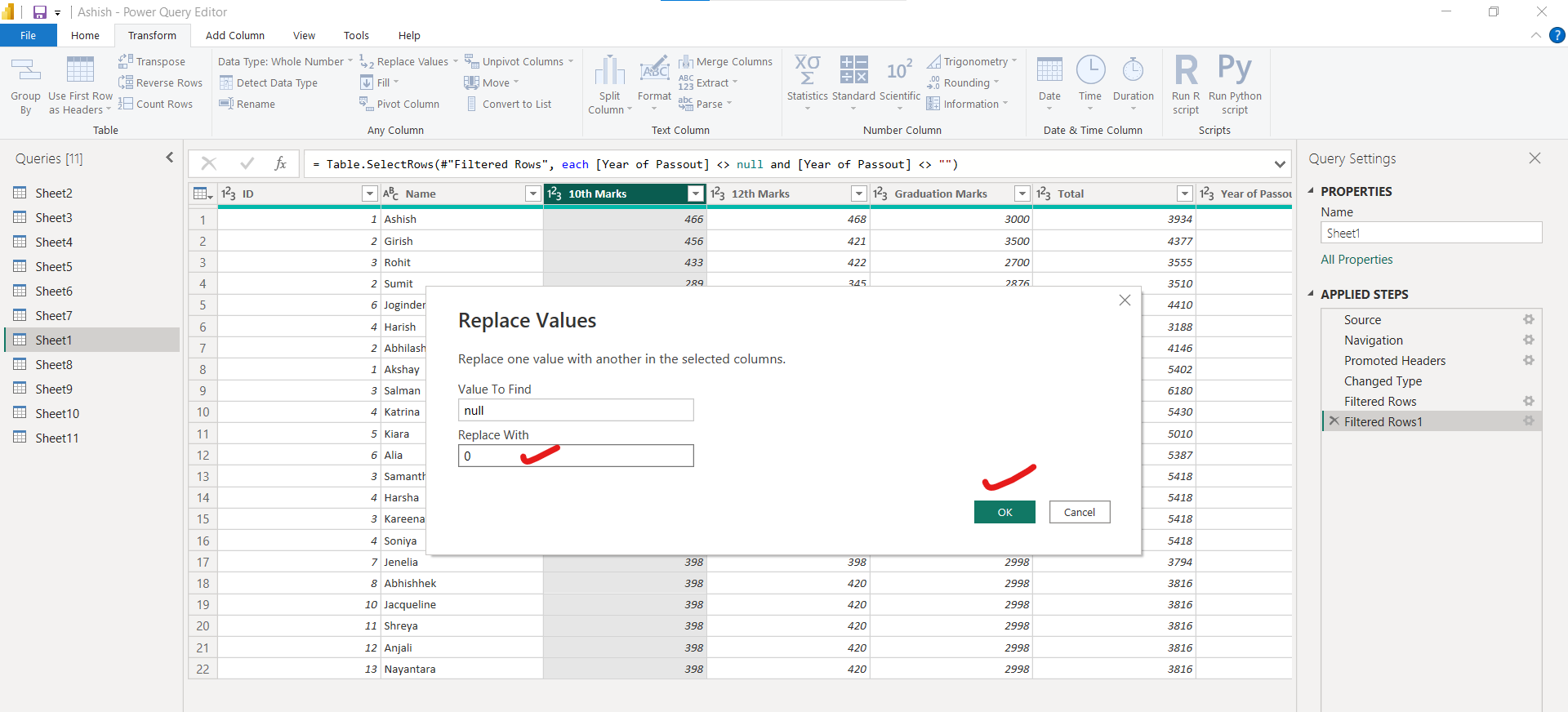 Replace Values in Power Query Editor