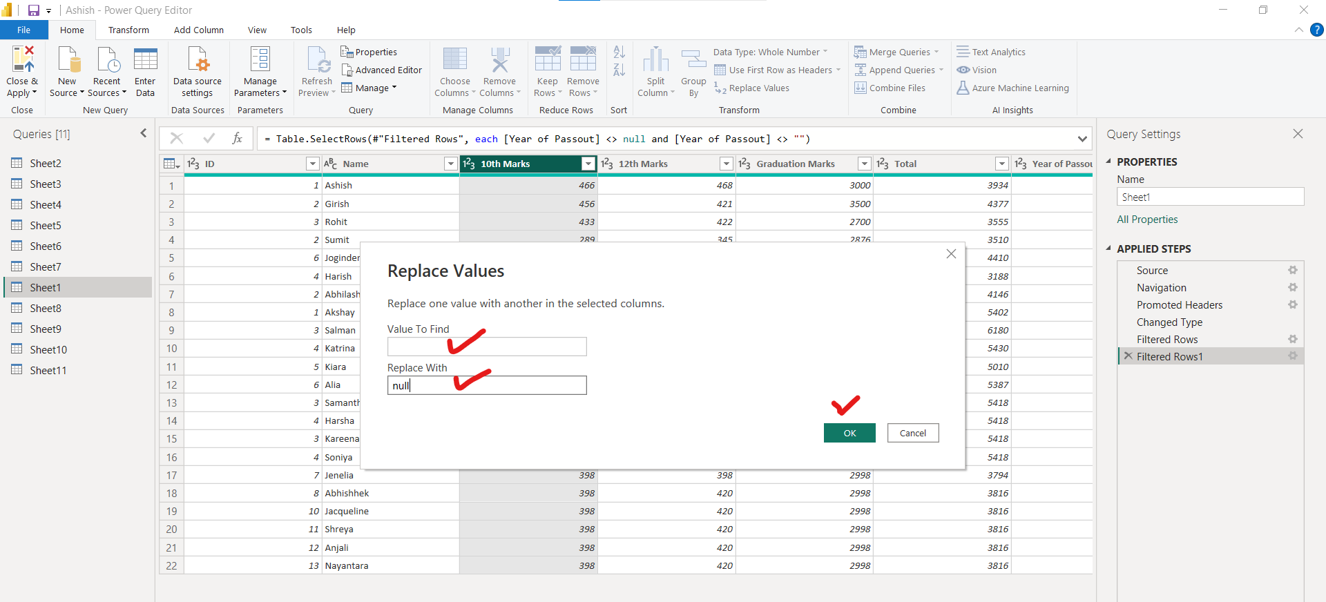 Replace Values in Power Query Editor