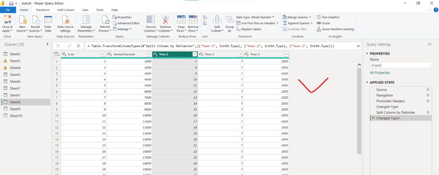 Split Column in Power Query Editor