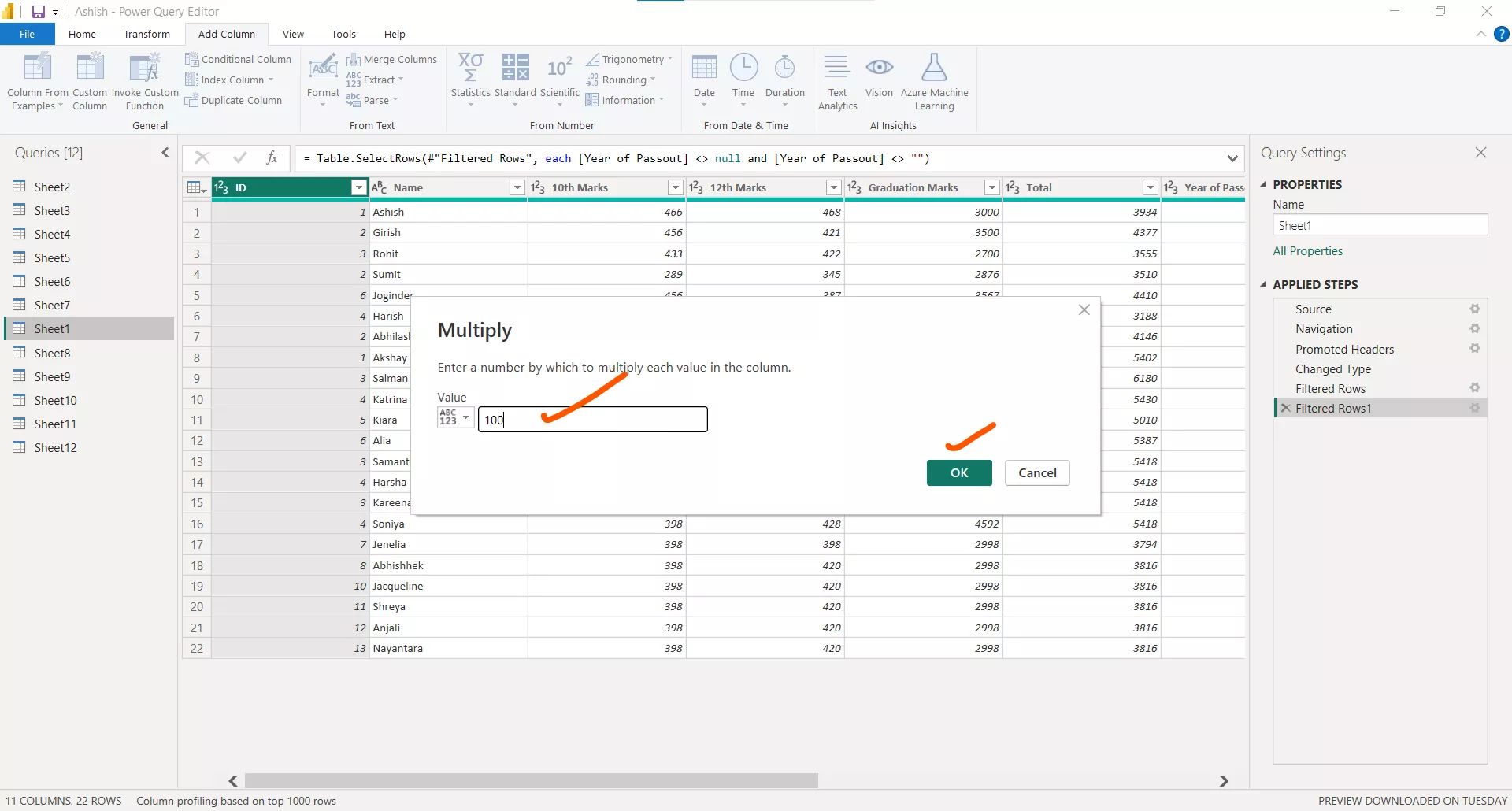 Standard Function in Power Query Editor