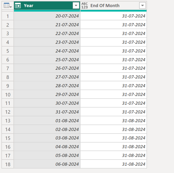 Date.EndOfMonth function in Power Query