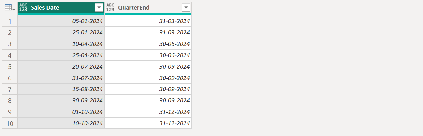 Date.EndOfQuarter function in Power Query Date.EndOfQuarter function in Power Query