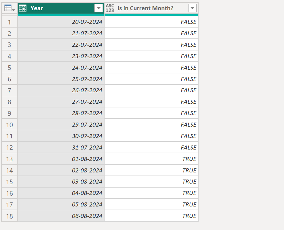 Date.IsInCurrentMonth function in Power Query