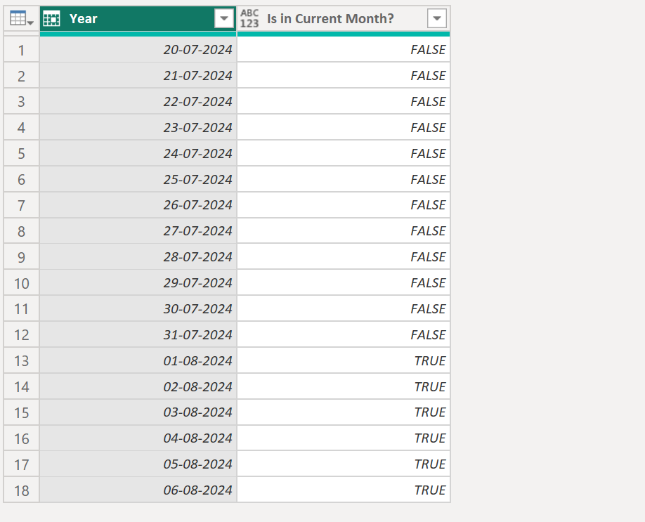 Date.IsInCurrentMonth function in Power Query Date.IsInCurrentMonth function in Power Query