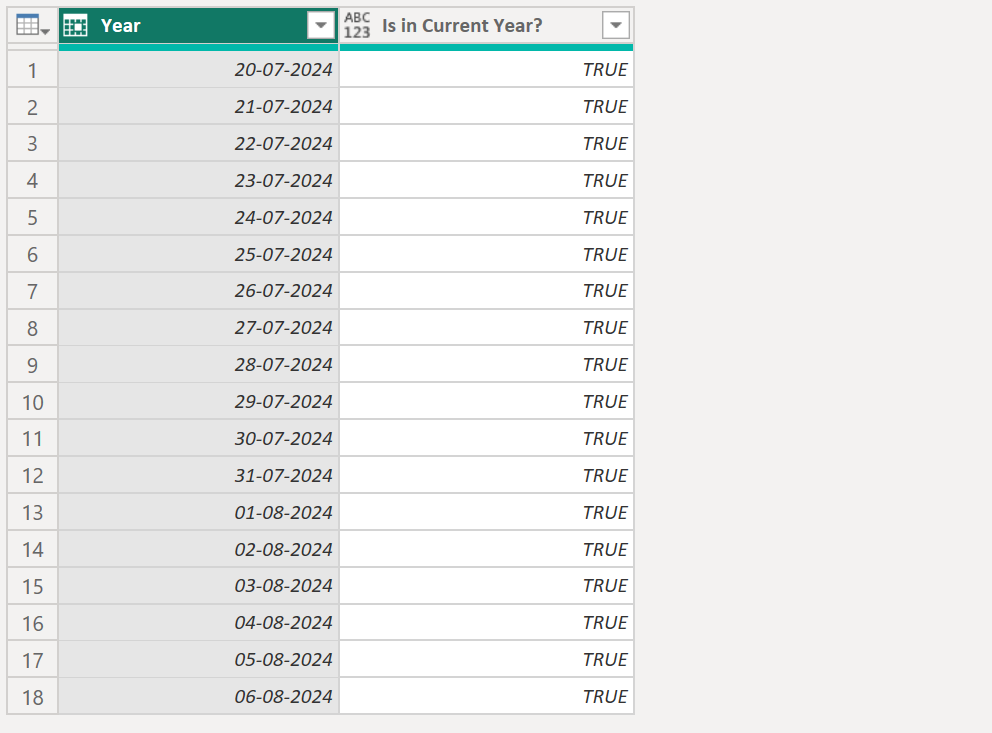 Date.IsInCurrentYear function in Power Query Date.IsInCurrentYear function in Power Query