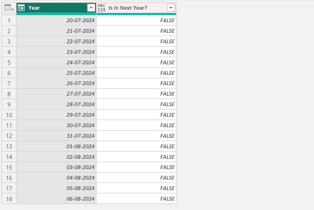 Date.IsInNextYear function in Power Query