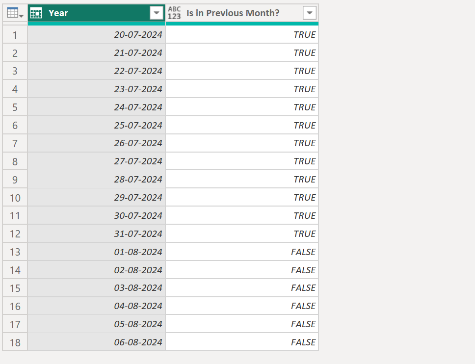 Date.IsInPreviousMonth function in Power Query Date.IsInPreviousMonth function in Power Query