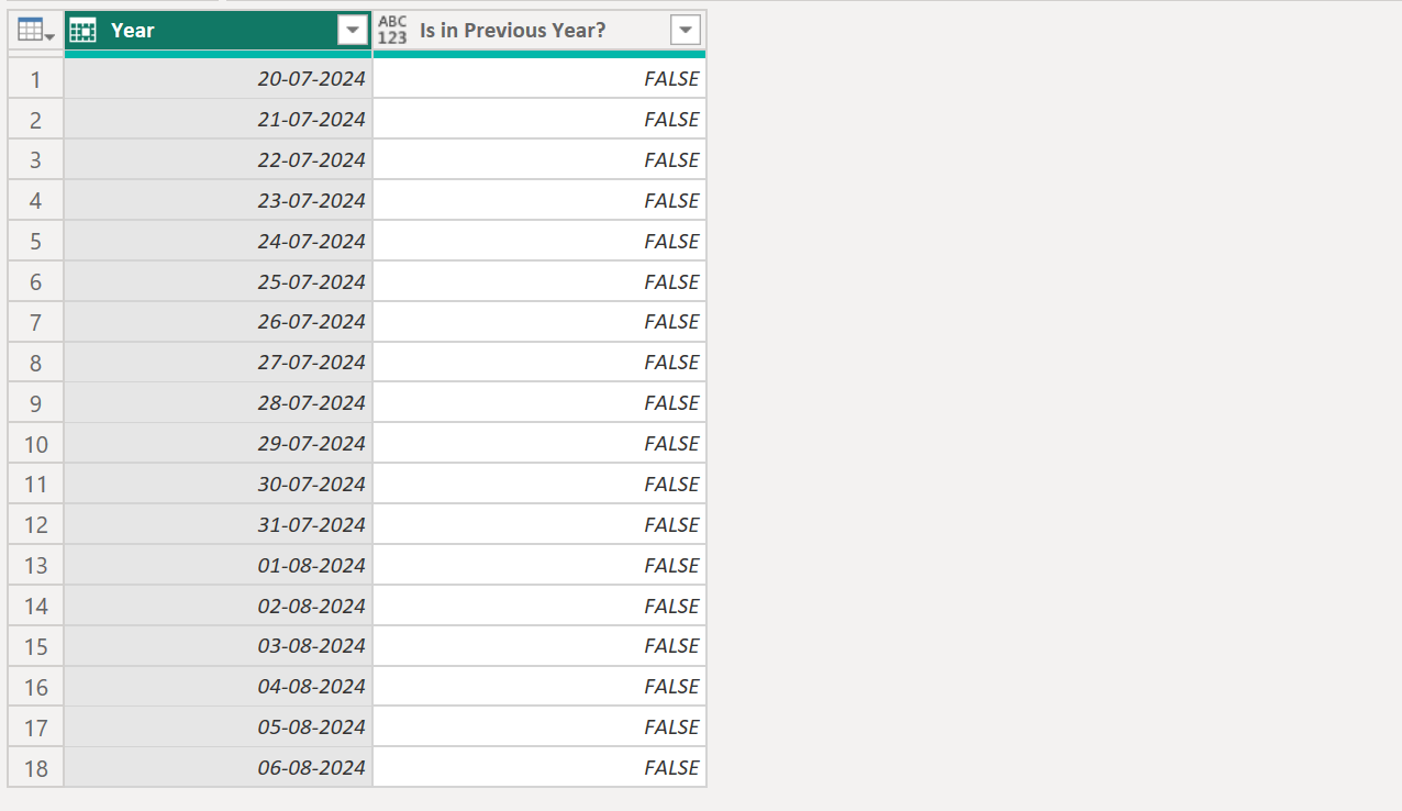 Date.IsInPreviousYear function in Power Query Date.IsInPreviousYear function in Power Query