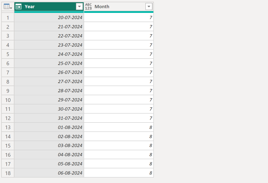 Date.Month function in Power Query Date.Month function in Power Query