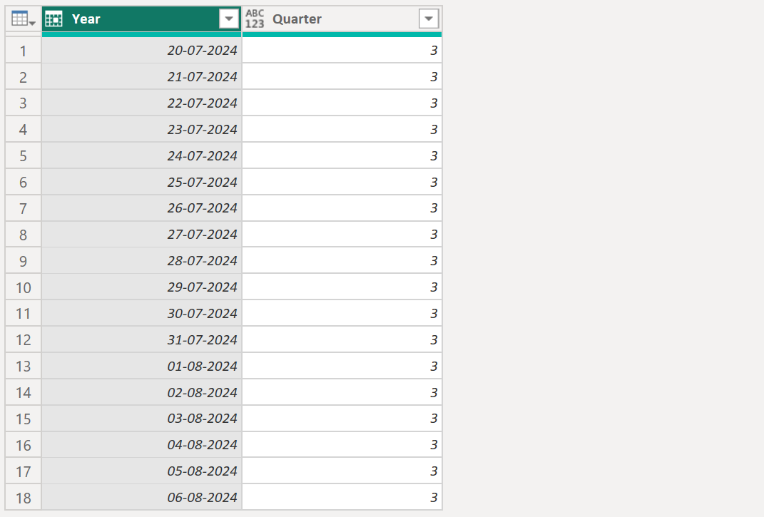 Date.QuarterOfYear function in Power Query