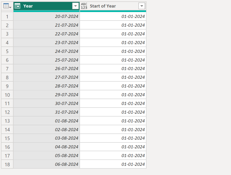 Date.StartOfYear function in Power Query