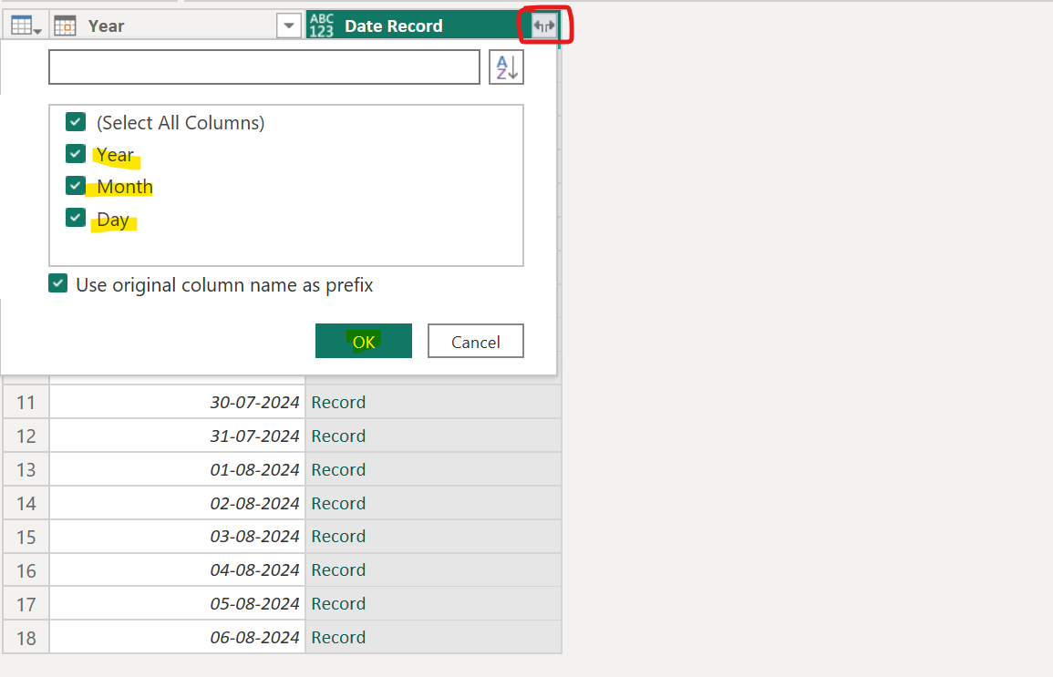 Date.ToRecord function in Power Query