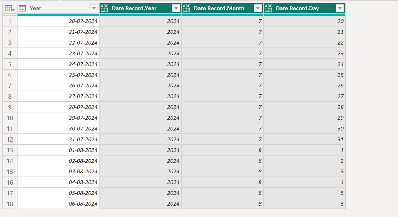 Date.ToRecord function in Power Query