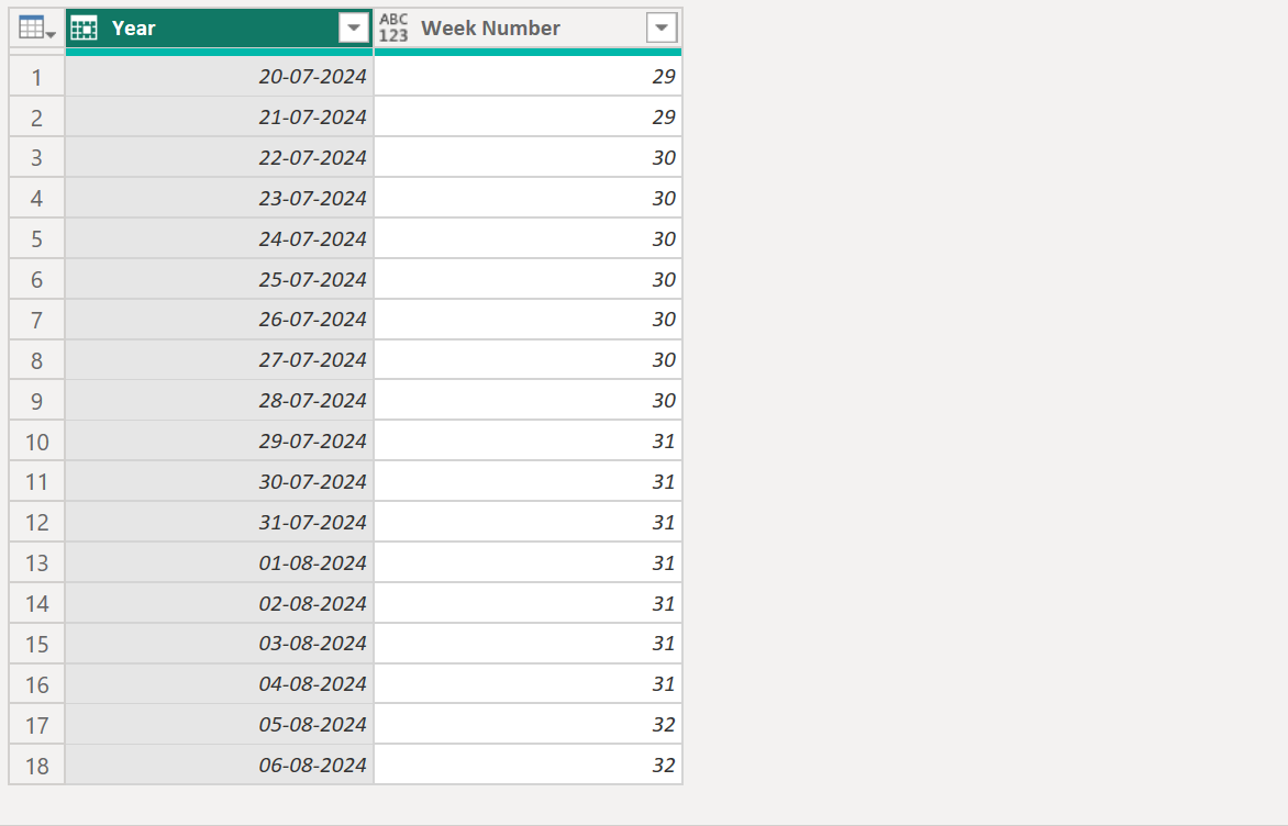 Date.WeekOfYear function in Power Query