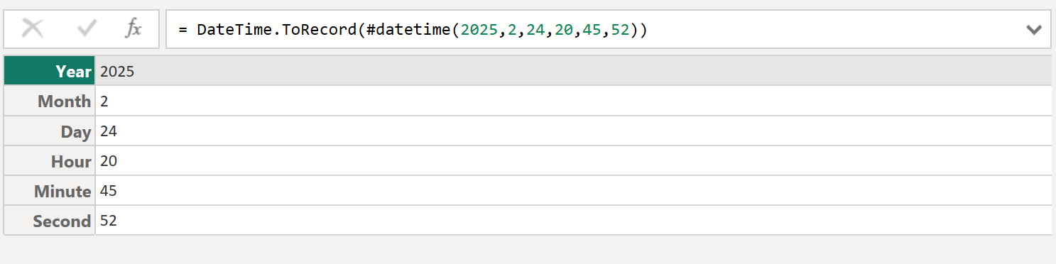 DateTime.ToRecord function in Power Query DateTime.ToRecord function in Power Query