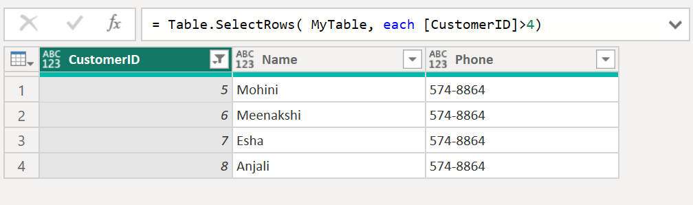 Each keyword in Power Query