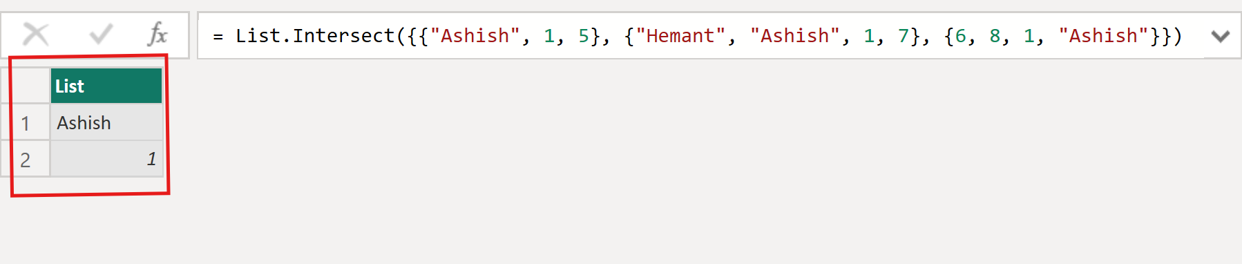 List.Intersect function in Power Query List.Intersect function in Power Query