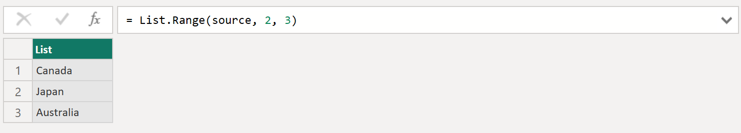 List.Range function in Power Query List.Range function in Power Query