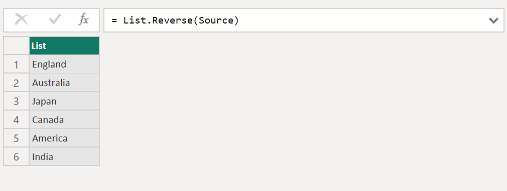 List.Reverse function in Power Query List.Reverse function in Power Query