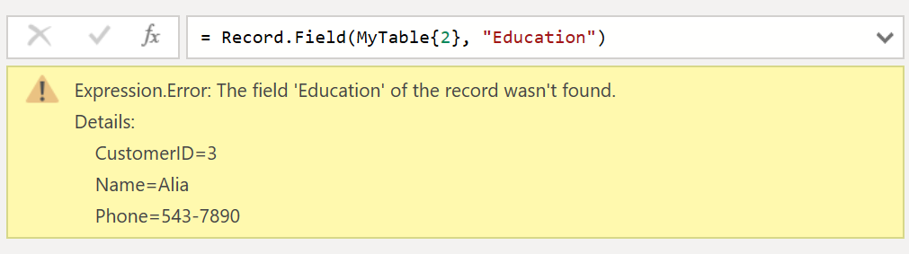 Record.Field function in Power Query