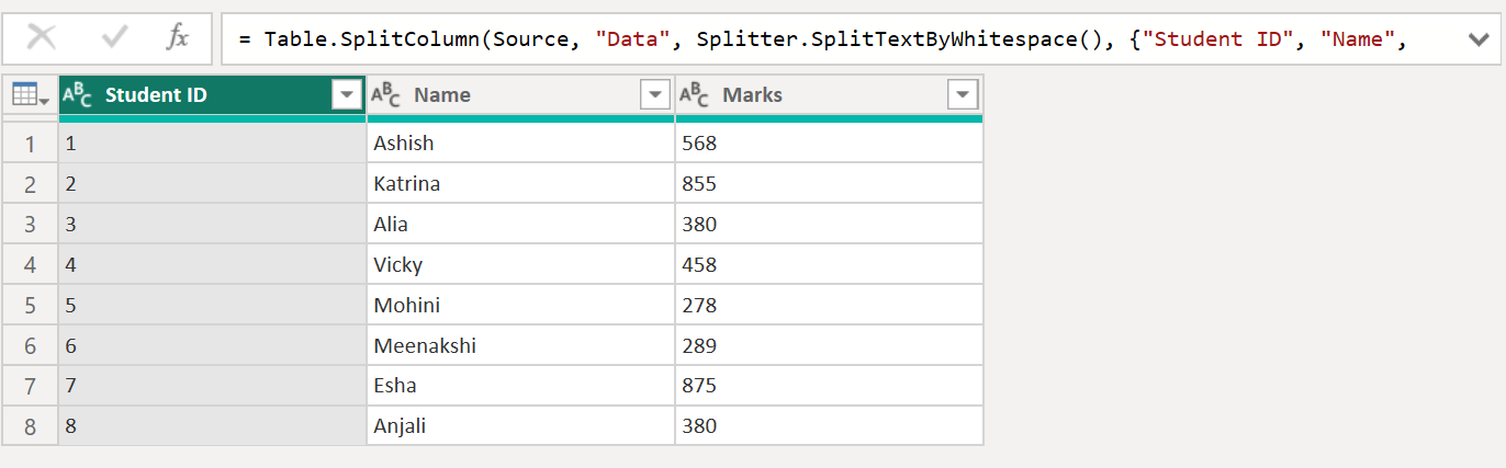 Splitter.SplitTextByWhitespace Function in Power Query Splitter.SplitTextByWhitespace Function in Power Query