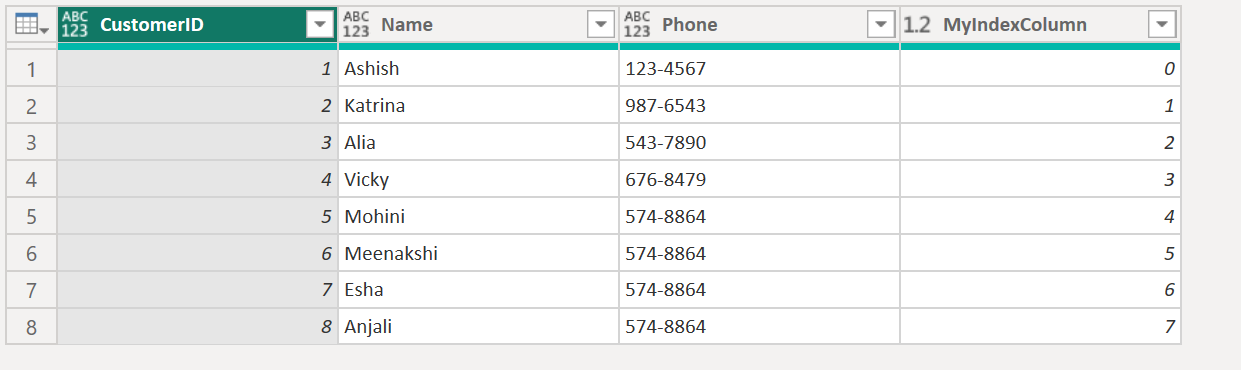 Table.AddIndexColumn in Power Query