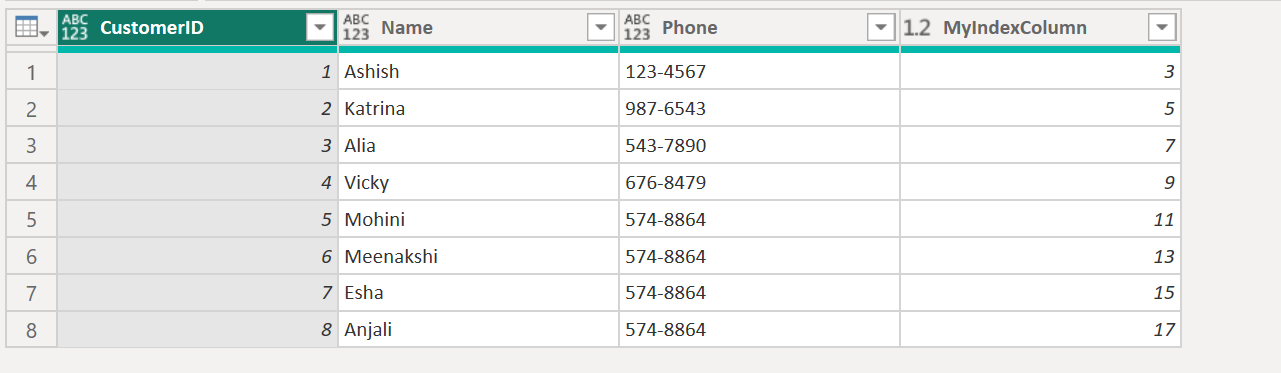 Table.AddIndexColumn in Power Query