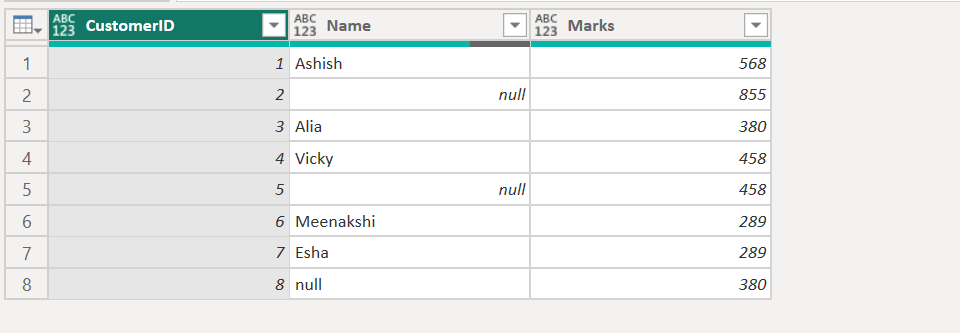 Table.FillDown function in Power Query