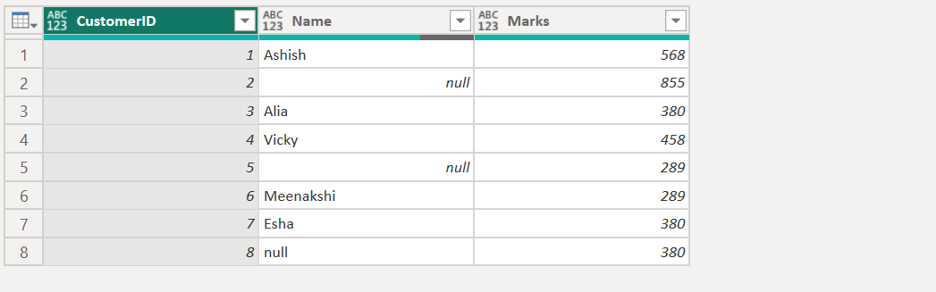 Table.FillUp function in Power Query