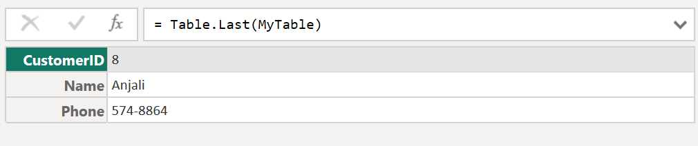 Table.Last function in Power Query