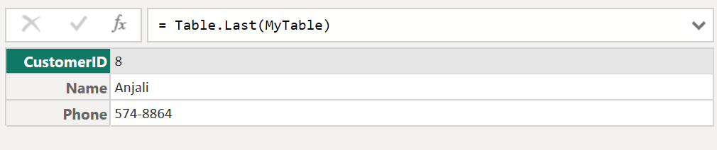Table.Last function in Power Query Table.Last function in Power Query